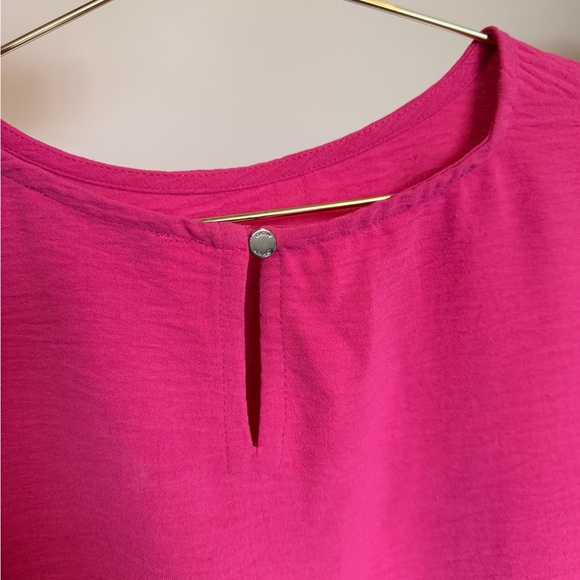DKNY Women's Short Sleeve Boxy Top in Bright Pink - Picture 4 of 4